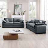 Two-Piece Corduroy Living Room Set (Sofa and Love Seat) - Gray