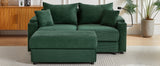 72.8" Modern Style Loveseat with Storage Space, Movable Ottoman, Two USB Ports, Two Cup Holders and Phone Holder - Green