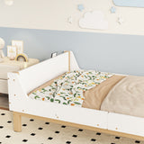 Bed With Headboard, Footboard, Safeguards, Built-In Bed-End Book Storage Rack