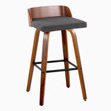 Maya - Mid Century Modern Fixed Height Barstool With Swivel And Square Footrest (Set of 2)