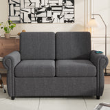 57.9" Sleeper Loveseat with Twin Size Memory Foam Mattress with Two USB Ports - Grey