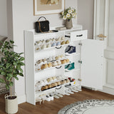 Shoe Cabinet With 4 Doors and 1 Drawer - White