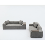 2 Piece Boucle Cloud Living Room Set with 2 Trays - Dark Gray