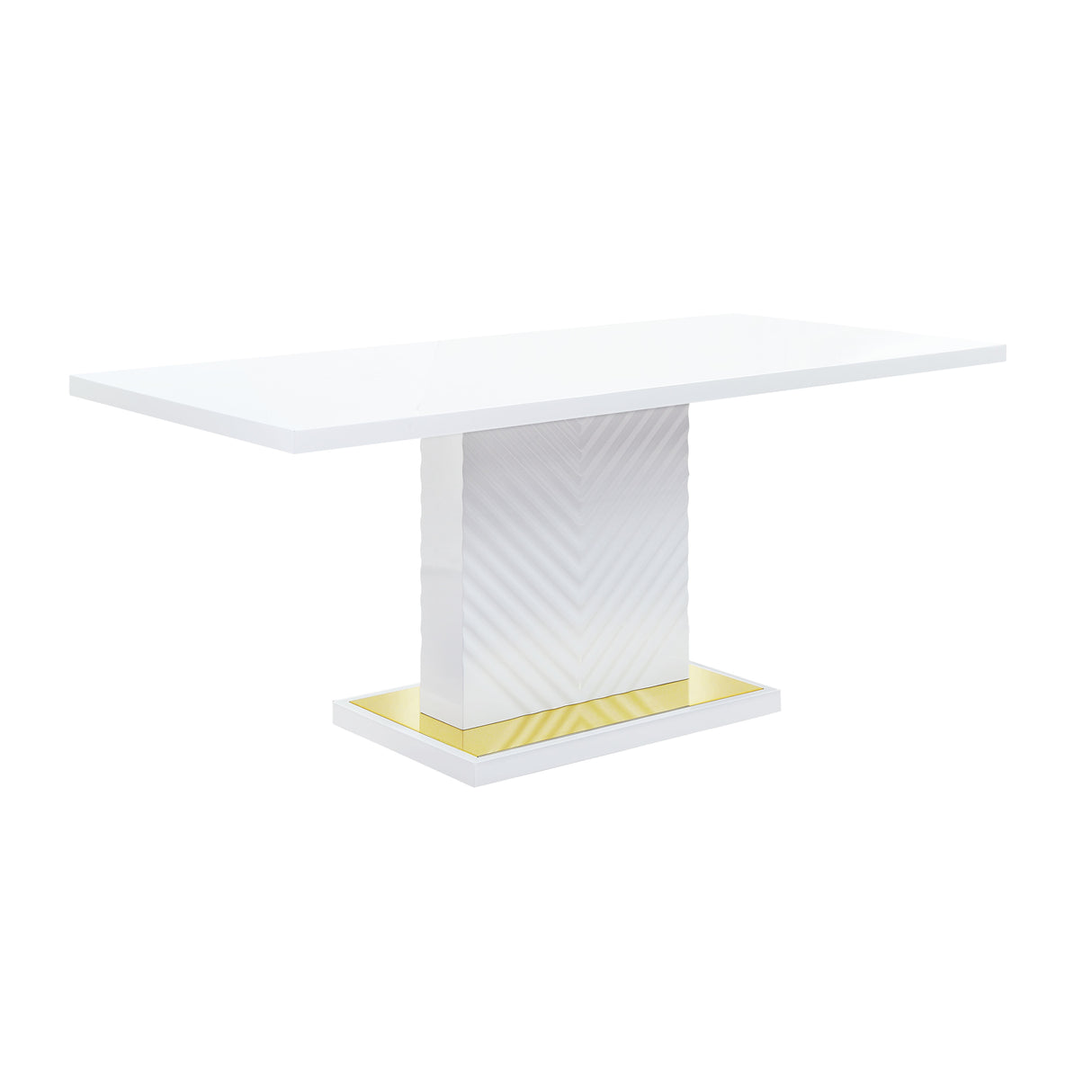 Gaines - High Gloss Dining Table With Pedestal Base - White