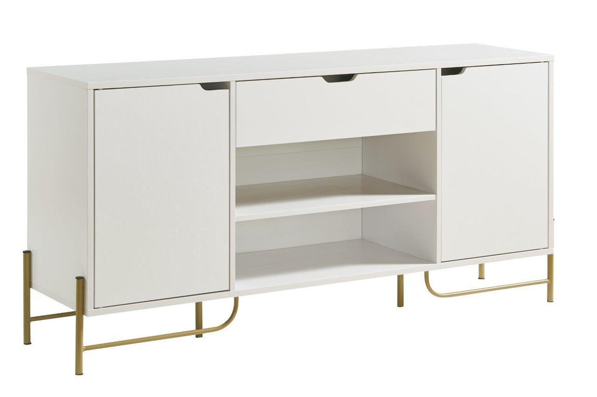 Buffet With Metal Legs With Two Door, One Drawer And Six Shelves