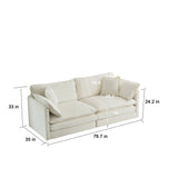 3 Piece Extra Deep Seat Living Room Set with Sofa, Love Seat and Chair - White