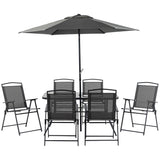 Outsunny - Patio Dining Set With Table Umbrella, Folding Chairs And Dining Table, Outdoor Patio Furniture Set