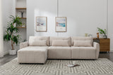 113.3" Modular Sectional Sofa with Ottoman and USB and USB-C Ports - Beige