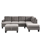 Sectional With Chaise And Storage Ottoman - Gray