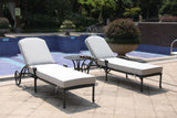 Reclining Chaise Lounge Set With Cushion And Table - Metal