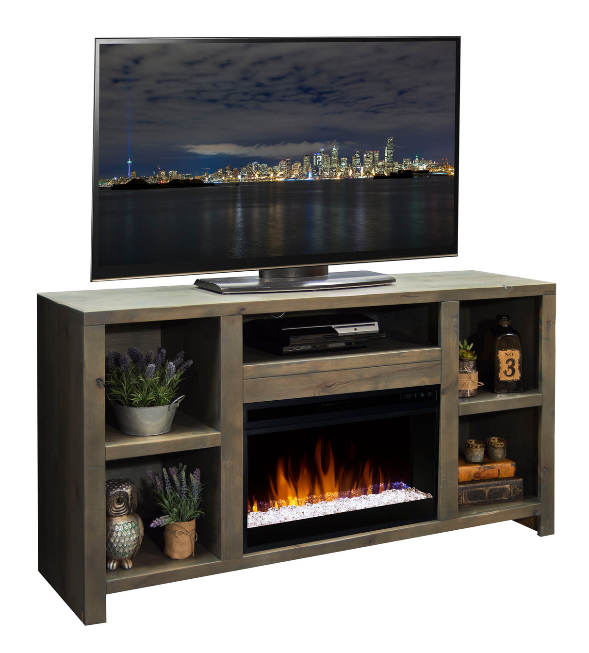 Joshua Creek - Electric Fireplace TV Stand For TVs Up To 70" - Barnwood