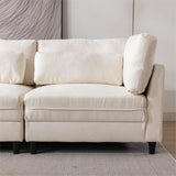 Oversized Modular Fabric Sofa with Pillows and 2 Ottomans - Beige