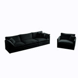 Modern Chenille 3 Piece Living Room Set - Black