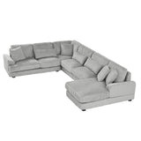 129" Oversized U-shaped Sofa Sectional in Soft Corduroy with a Chaise Lounge , Grey