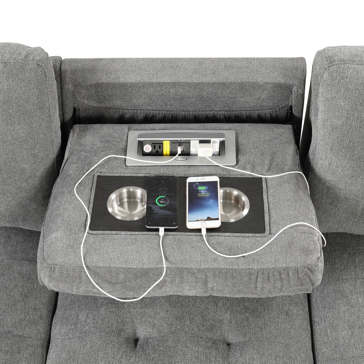 Sleeper Sofa Chaise with Storage  and USB Charger - Gray