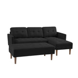 Right Facing Sofa Chaise with Ottoman - Black