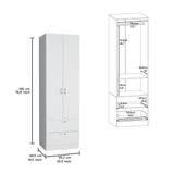 Armoire Organiser, Two Shelves, Rod, Double Door Cabinet Armoire