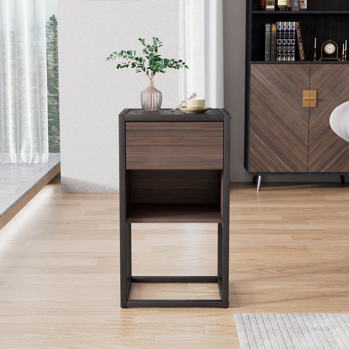 Armando - Side Table - Dark Brown / Black