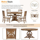 TREXM 5-Piece Retro Dining Set with a 16-inch Leaf and 4 Upholstered Chairs (Walnut)