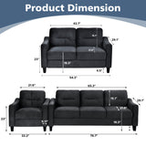 living Room Set With Sofa, Love seat and Accent Chair - Black