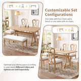 7-Piece Trestle Dining Room Set with Upholstered Dining Chairs - Natural Wood