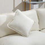 112.2" Chenille Upholstered Sofa with Ottoman and 5 Pillows - Off White