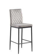 Velvet Modern Bar Chair With Metal Legs (Set of 2) - Light Gray