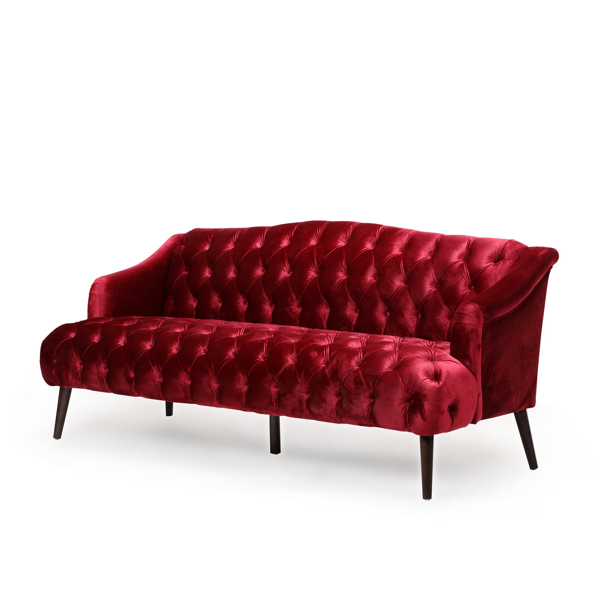 Sturdy Velvet Sofa - Red