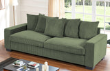 Luxe Corduroy Sofa With 5 Matching Toss Pillows, Sleek Design, Spacious And Comfortable 3 Seater Couch