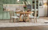 TREXM 5-Piece Dining Set With Table, 16-inch Leaf and 4 Upholstered Chairs (Natural)