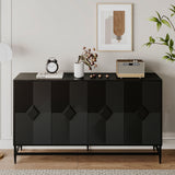 Accent Lacquered 4 Door Accent Cabinet - Matte Black