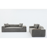 2 Piece Boucle Cloud Living Room Set with 2 Trays - Dark Gray