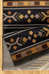 Tribes - 2'7" X 7'3" Southwest Area Rug Polypropylene - Black