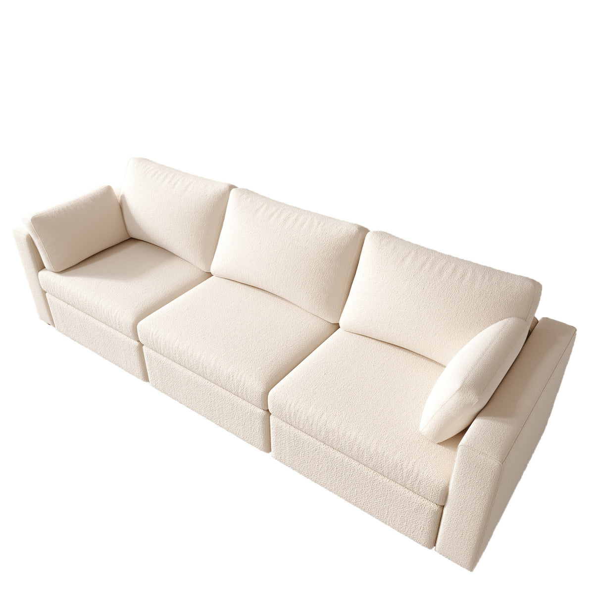 Linen L-Shapel Sofa with Pillows - Off White