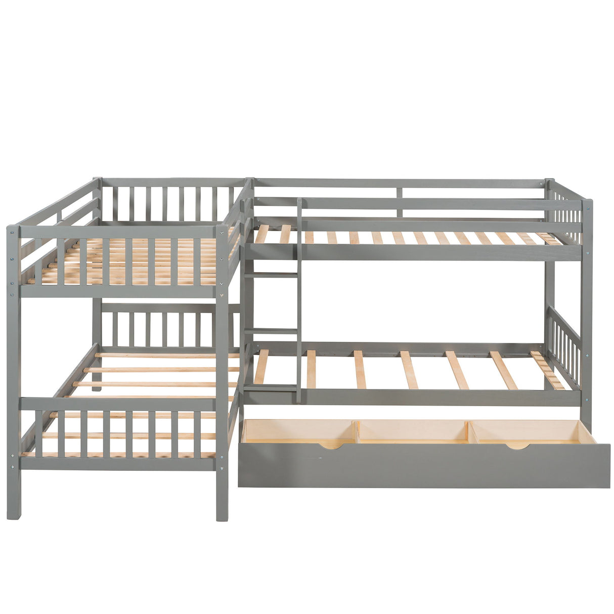 Twin L Shaped Bunk Bed With Drawers