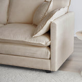 3 Pc Living Room Set with Sofa and Two Chairs, Beige Chenille