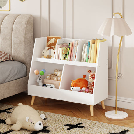 Kids Bookshelf And Toy Organizer - White