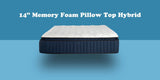 Opulence 14" Plush Pillow-Top Memory Foam Edge Support Pocket Spring Premium Hybrid Mattress