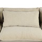 128" Chenille Cloud Sofa with Ottoman, Charging Ports and Three Back Pillows, Beige