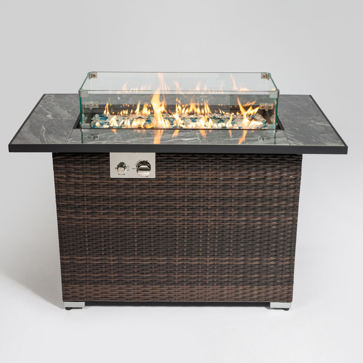 44" Outdoor Propane Fire Pit With Ceramic Top - Espresso