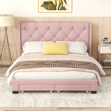 Queen Upholstered Platform Storage Bed With Two Drawers - Pink