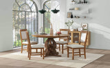 TREXM 5-Piece Retro Dining Set with a 16-inch Leaf and 4 Upholstered Chairs (Walnut)