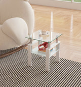 Modern Tempered Glass Tea Table, End Square Table For Living Room