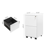 2 Drawer File Cabinet With Lock, Steel Mobile Filing Cabinet On Anti - Tilt Wheels, Rolling Locking Office Cabinets Under Desk For Legal / Letter Size