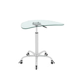 Adjustable Height Black Tempered Glass Table Desk Table With Lockable Wheels