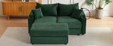 72.8" Modern Style Loveseat with Storage Space, Movable Ottoman, Two USB Ports, Two Cup Holders and Phone Holder - Green