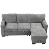 Sleeper Sofa Chaise with Storage  and USB Charger - Gray