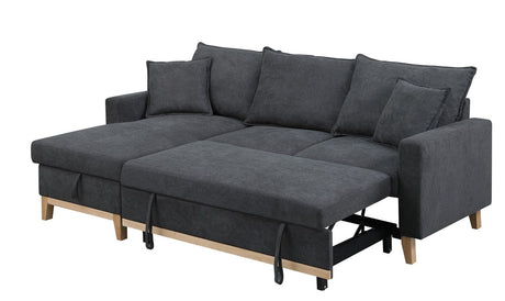 Colton - 84.Woven Reversible Sleeper Sofa With Storage Chaise - Dark Gray