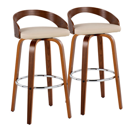 Grotto - Contemporary Fixed Height Barstool With Swivel With Round Footrest (Set of 2)