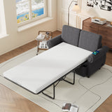 57.9" Sleeper Loveseat with Twin Size Memory Foam Mattress with Two USB Ports - Grey